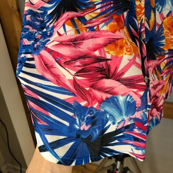 Tango MANGO CANADA Tropical Multicolour Button Down Blouse Sz L - Picture 4 of 6